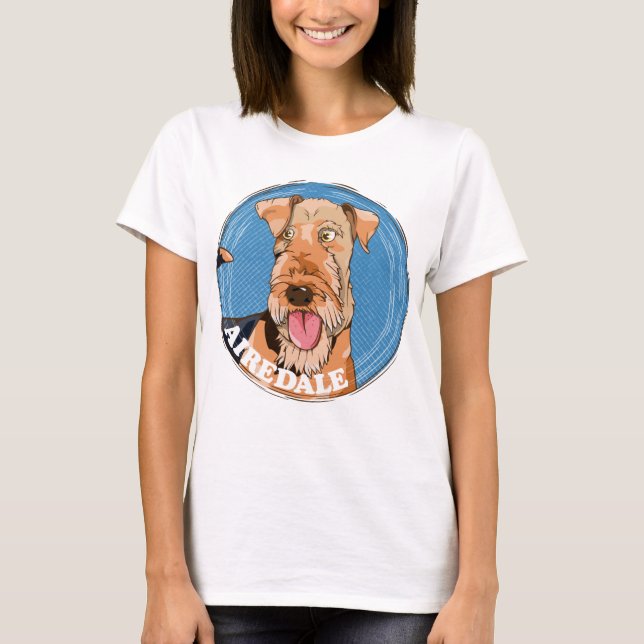 Cute Airedale dog T-Shirt (Front)