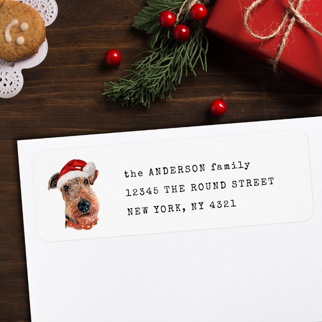 Cute Airedale Terrier Christmas Dog Return Address (Creator Uploaded)