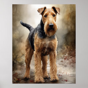 Cute Airedale Terrier Dog Art Print Poster