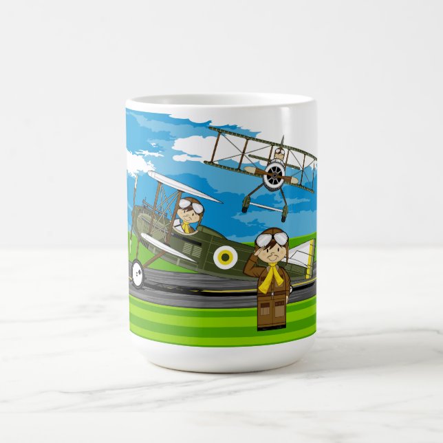 Cute Airforce Pilots and Biplanes Coffee Mug (Center)