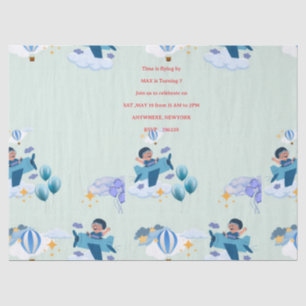 Cute Airplane Kids Birthday Invitation Tissue Paper