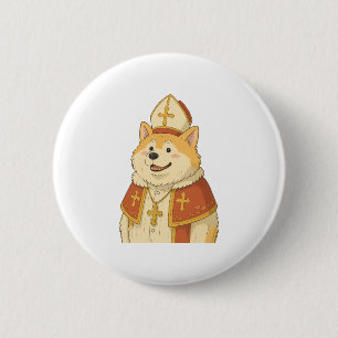 Cute Akita Pope - Funny Dog Design 6 Cm Round Badge