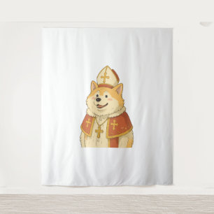 Cute Akita Pope - Funny Dog Design Tapestry