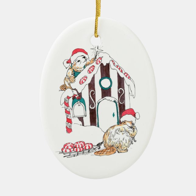 Cute Alaska Wildlife Christmas Tree Oval Ornament (Front)