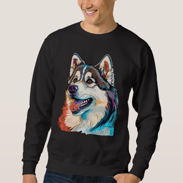 Cute Alaskan Malamute Dog on Alaskan Malamute  3 Sweatshirt (Front)
