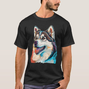 Cute Alaskan Malamute Dog on Alaskan Malamute  3 T-Shirt