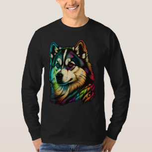 Cute Alaskan Malamute Dog on Alaskan Malamute Love T-Shirt