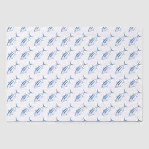 Cute Albacore Tuna Fish in Aegean Blue and White Tissue Paper