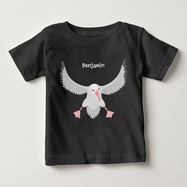 Cute albatross bird flying cartoon illustration baby T-Shirt (Front)