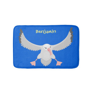 Cute albatross bird flying cartoon illustration bath mat