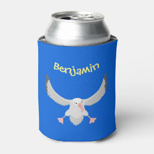 Cute albatross bird flying cartoon illustration can cooler
