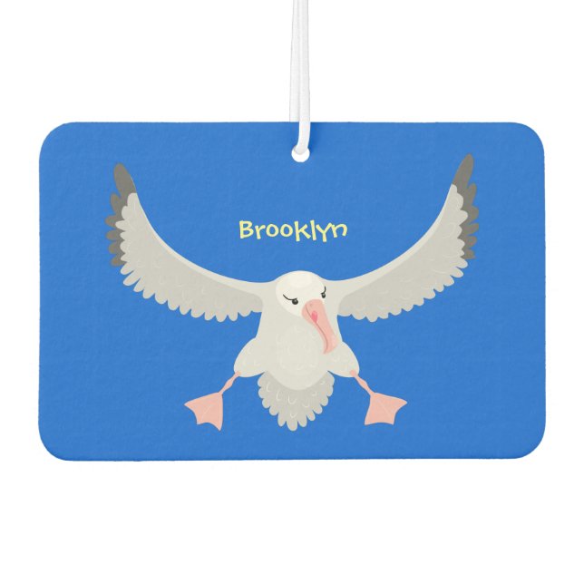 Cute albatross bird flying cartoon illustration  car air freshener (Front)