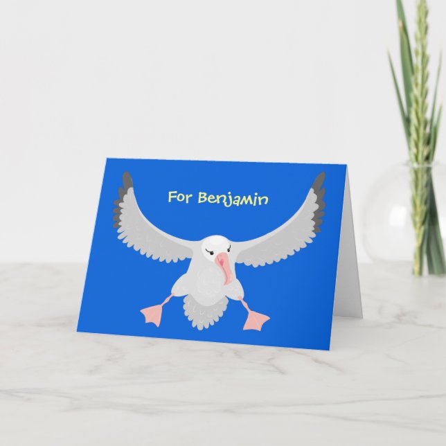 Cute albatross bird flying cartoon illustration card (Front)