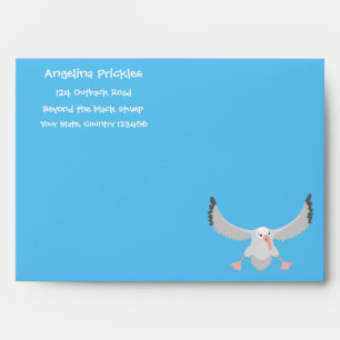 Cute albatross bird flying cartoon illustration envelope