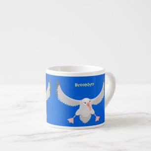 Cute albatross bird flying cartoon illustration espresso cup