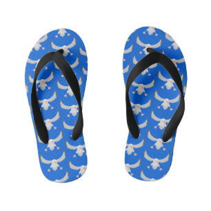 Cute albatross bird flying cartoon illustration kid's jandals
