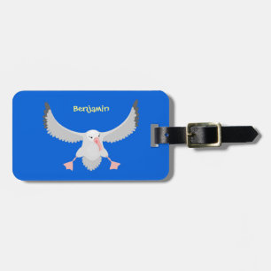 Cute albatross bird flying cartoon illustration luggage tag