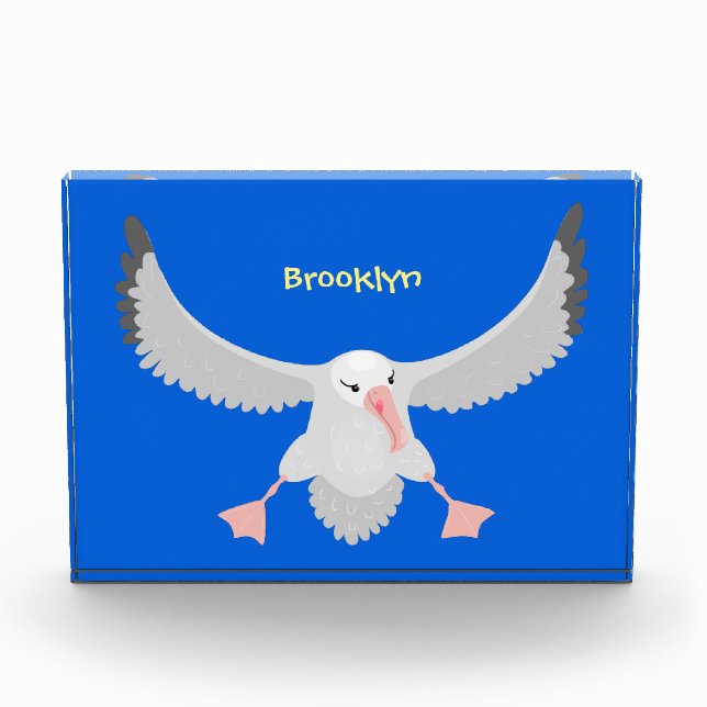 Cute albatross bird flying cartoon illustration photo block (Front)