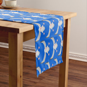 Cute albatross bird flying cartoon illustration short table runner