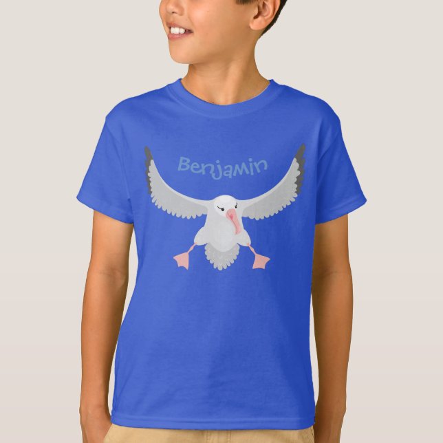 Cute albatross bird flying cartoon illustration T-Shirt (Front)