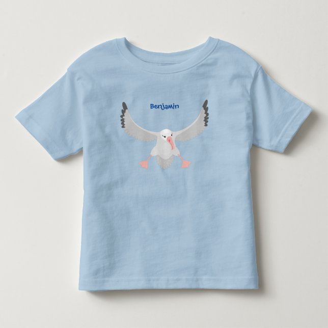 Cute albatross bird flying cartoon illustration toddler T-Shirt (Front)