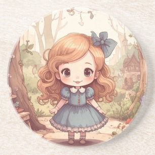 Cute Alice Adventures Wonderland Woodland Art Coaster