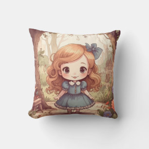 Cute Alice Adventures Wonderland Woodland Art Cushion