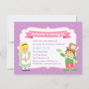 Cute Alice and Hatter Wonderland Tea Party Invitation