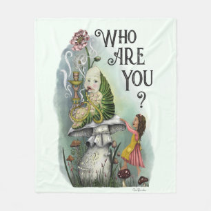 Cute Alice in Wonderland and the Caterpillar Art Fleece Blanket