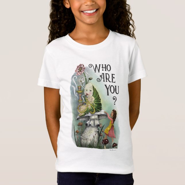 Cute Alice in Wonderland and the Caterpillar Art T-Shirt (Front)