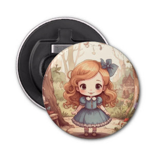 Cute Alice in Wonderland Whimsical Woodland Art Bottle Opener