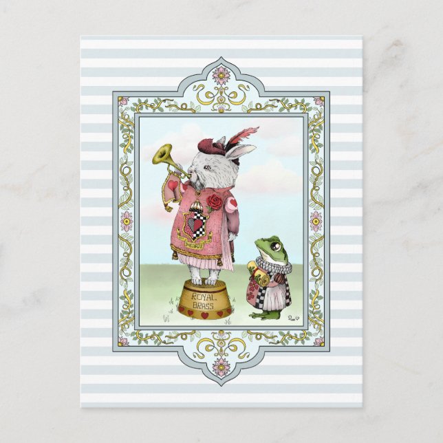 Cute Alice in Wonderland White Rabbit Easter Art  Postcard (Front)
