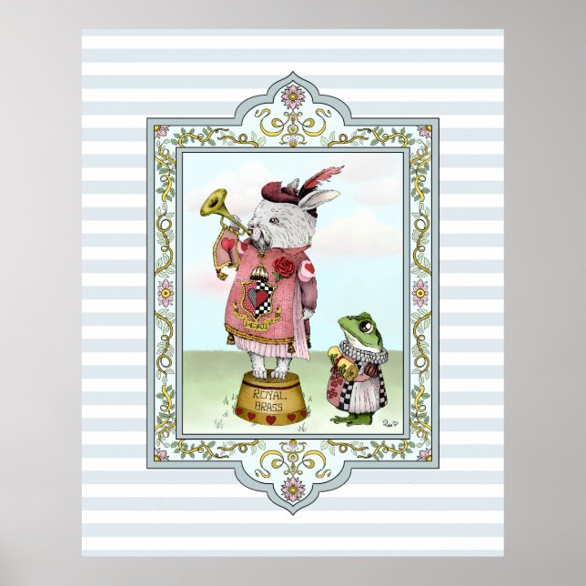 Cute Alice in Wonderland White Rabbit Easter Art  Poster (Front)