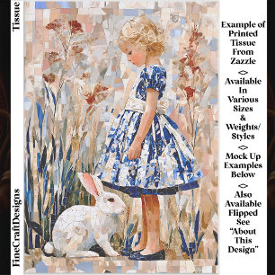 Cute Alice Inspired Mosaic Portrait EC1L Decoupage Tissue Paper