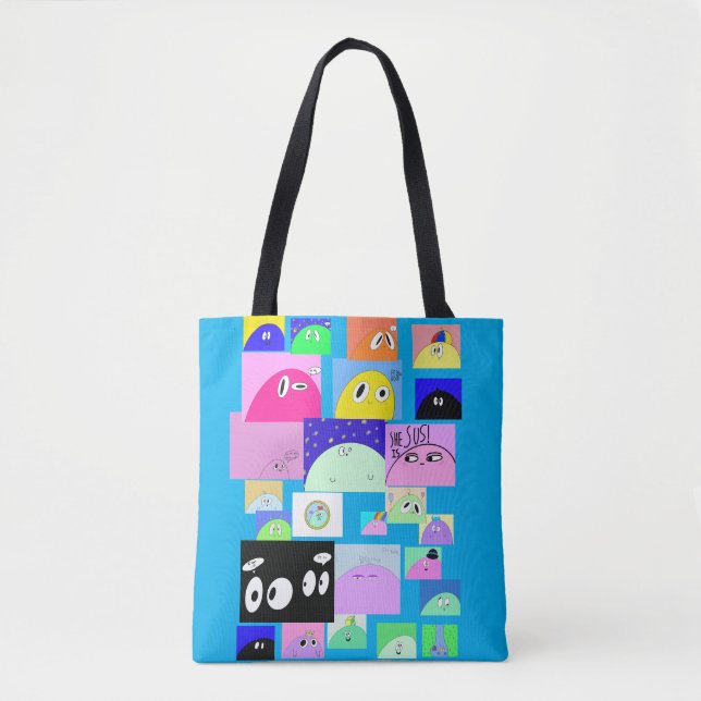 Cute Alien Blob Cartoon Funny Sassy Comic Tote Bag (Front)
