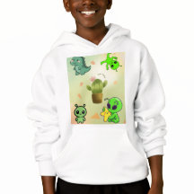 cute alien&cactus hoodie,Add a touch of cosmic cut