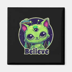 Cute Alien Cat Belive In Ufo Kawaii Magnet