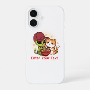 Cute Alien Cat Ramen Kawaii Art iPhone 16 Case