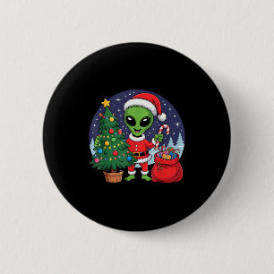 Cute Alien Christmas Tree Lights Xmas Holidays Win 6 Cm Round Badge