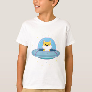 cute alien dog flying alien saucer T-Shirt