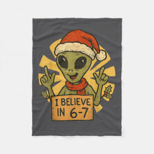 Cute Alien I Believe In 6-7 Christmas Holiday Desi Fleece Blanket