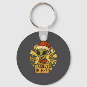 Cute Alien I Believe In 6-7 Christmas Holiday Desi Key Ring