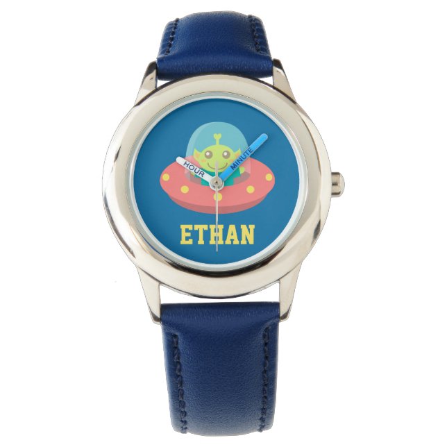 Cute Alien in Spaceship, Outer Space, For Kids Watch (Front)
