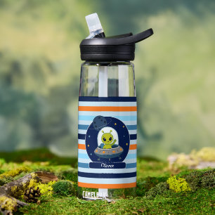 Cute Alien in UFO Outer Space Kids  Water Bottle
