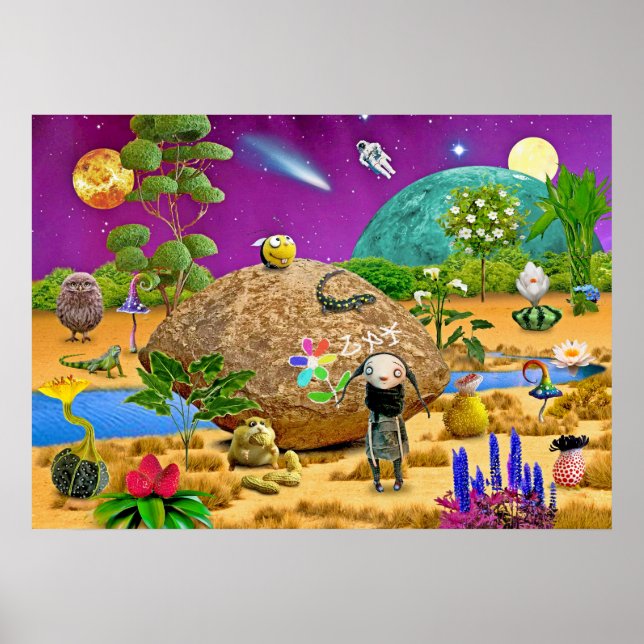 Cute alien on a habitable planet poster (Front)
