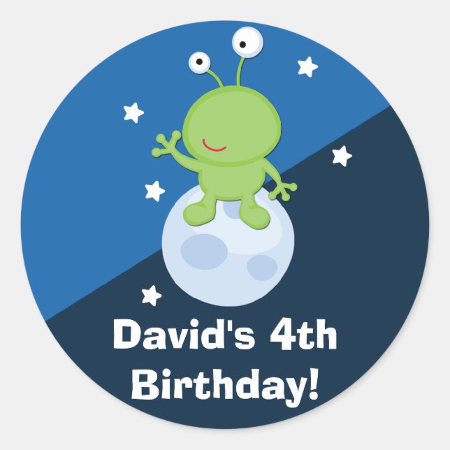 Cute Alien Outer Space Birthday custom Sticker (Front)