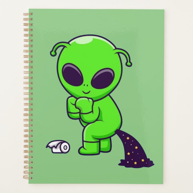 Cute alien pooping space planner (Front)