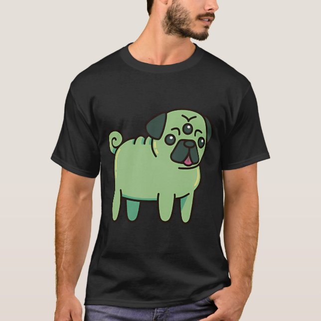 Cute Alien Pug T-Shirt (Front)