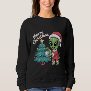 Cute Alien Santa Claus Funny Christmas Holiday Sweatshirt