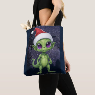 Cute Alien Santa Claus Tote Bag